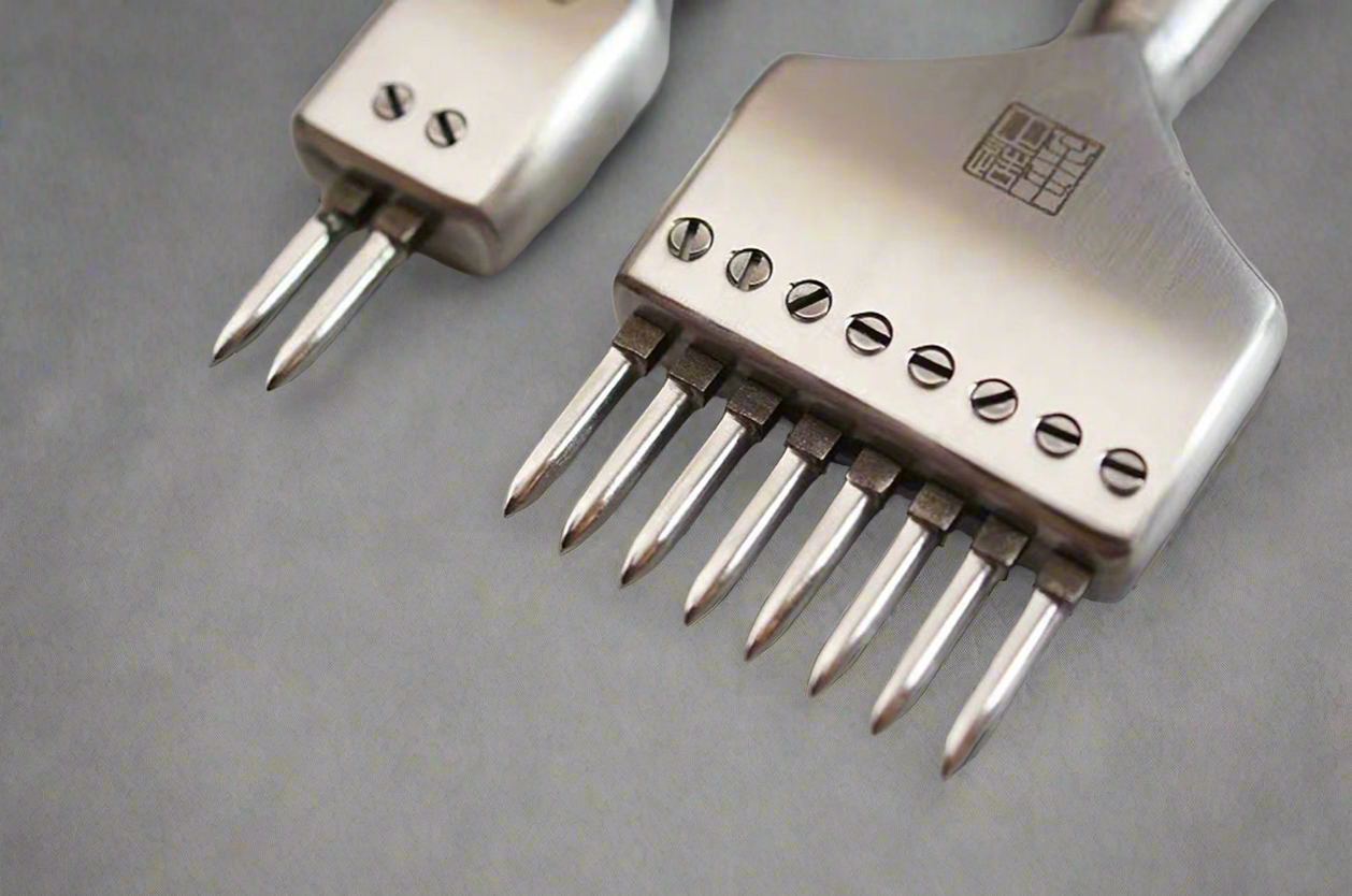 4Z DIY Leather Craft Set Of 2+9 Diamond Prongs Punching Tools, Pricking Irons Stainless Steel, Leatherworking Tools, Chisels, Handmade leather