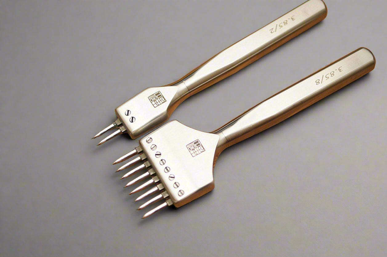 4Z DIY Leather Craft Set Of 2+9 Diamond Prongs Punching Tools, Pricking Irons Stainless Steel, Leatherworking Tools, Chisels, Handmade leather