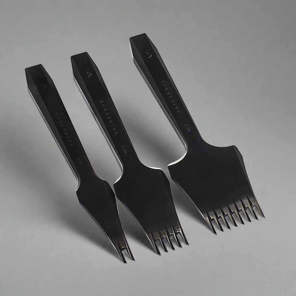 DIY French Style Pricking Irons For Leather Crafting, The Set Of 2+5+8 Flat Style Prongs Punching Tools, Chisels, Leatherworking Tools