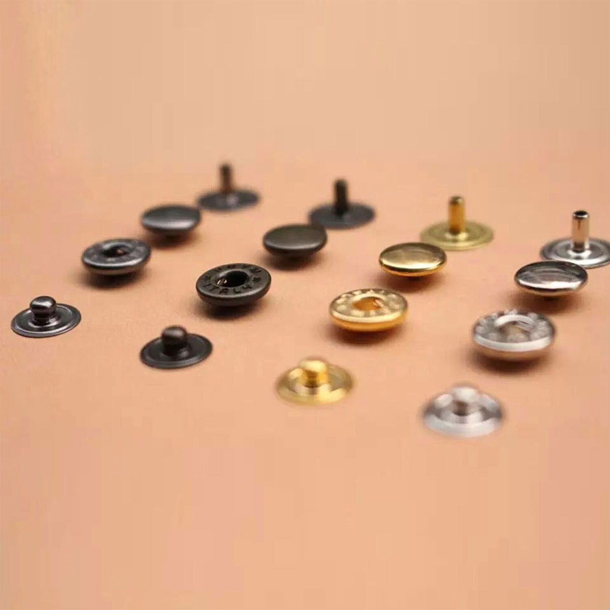 S Spring Snaps Italian 9.7mm PRYM (ex. Fiocchi) four-part S-spring snap buttons ...