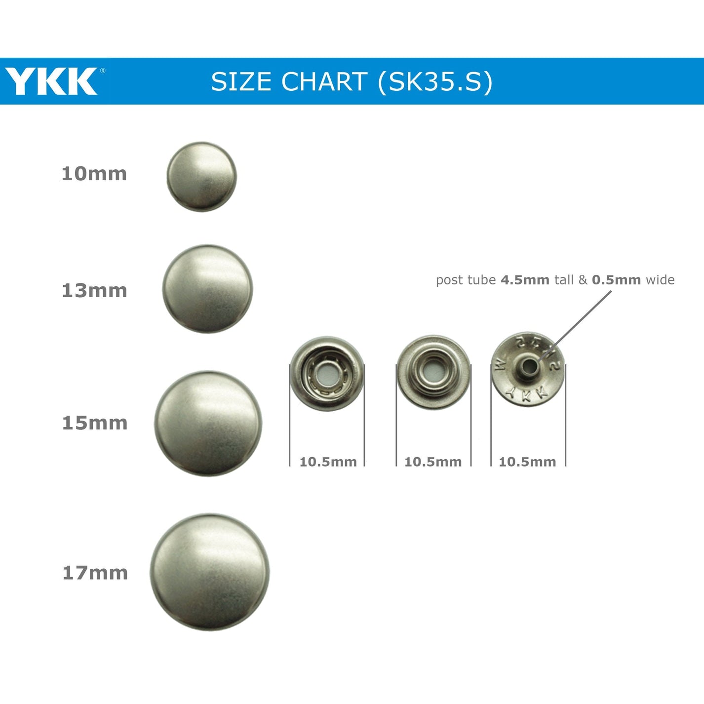 YKK SK35 Four Parts Ringspring Button, Snap Button, Brass Button, Sna