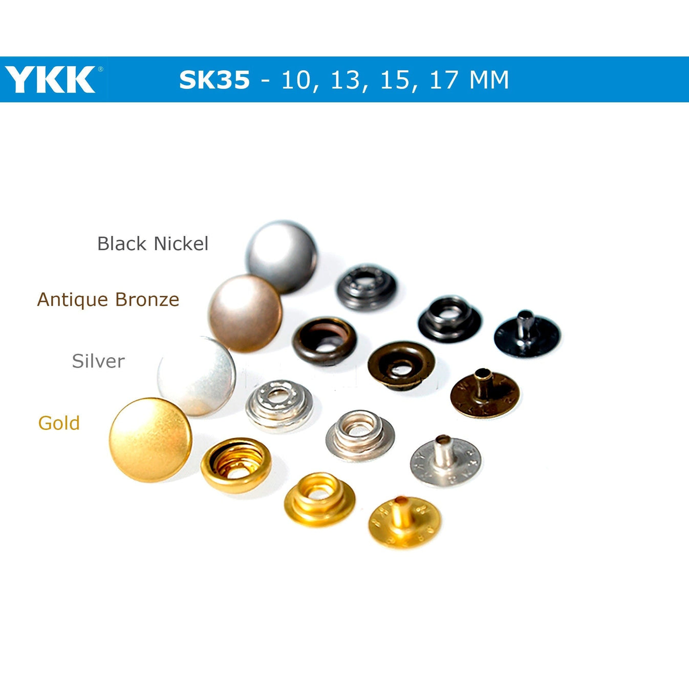 YKK SK35 Four Parts Ringspring Button, Snap Button, Brass Button, Sna Charismaleathertools