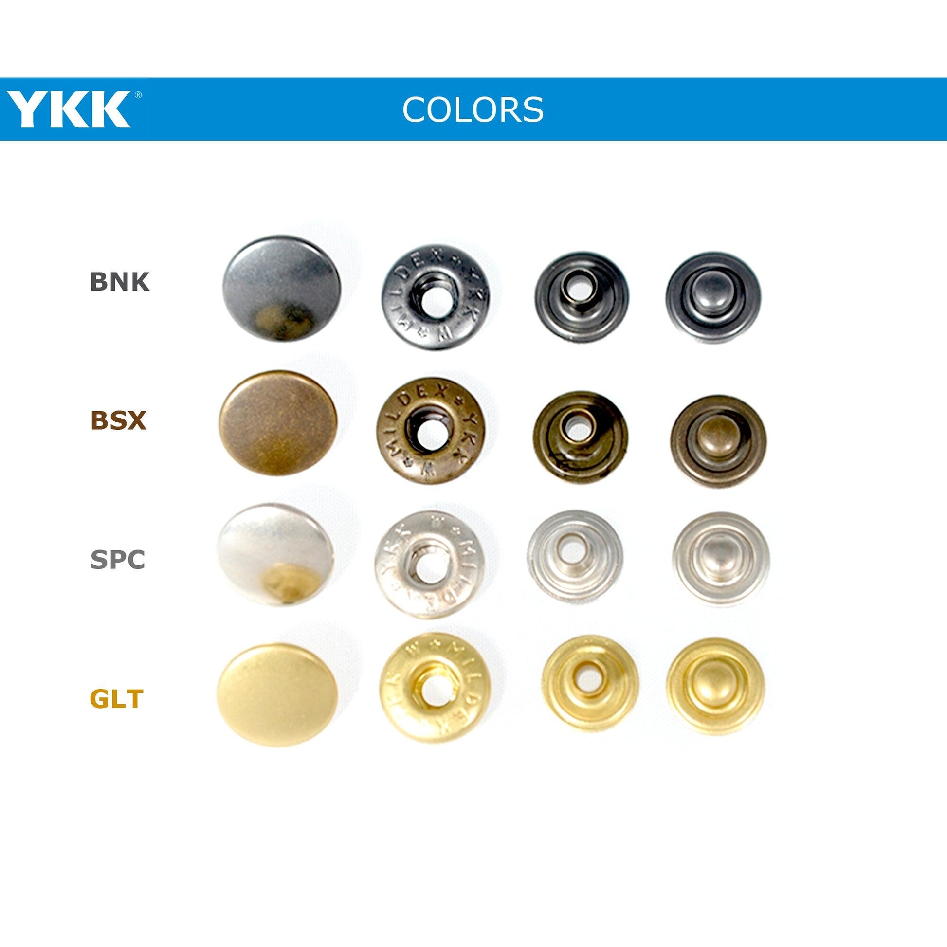 YKK SW35 Mildex Four Parts Alfa Button, Snap Button, Brass Button, Snaps, Metal Snap Snap ButtonsYKK